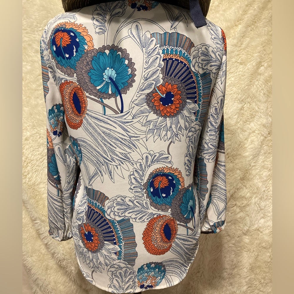 Colorful Sheer Blouse Tunic Cover up by Fun 2 Fun Sz Small